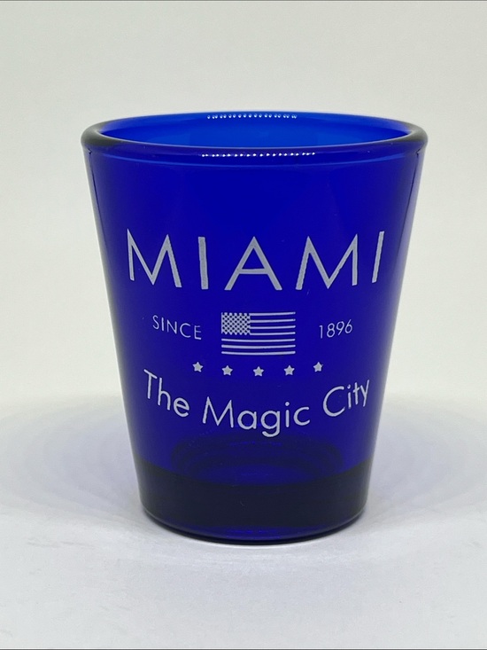 Other - Miami Cobalt Blue Shot Glass with White Print